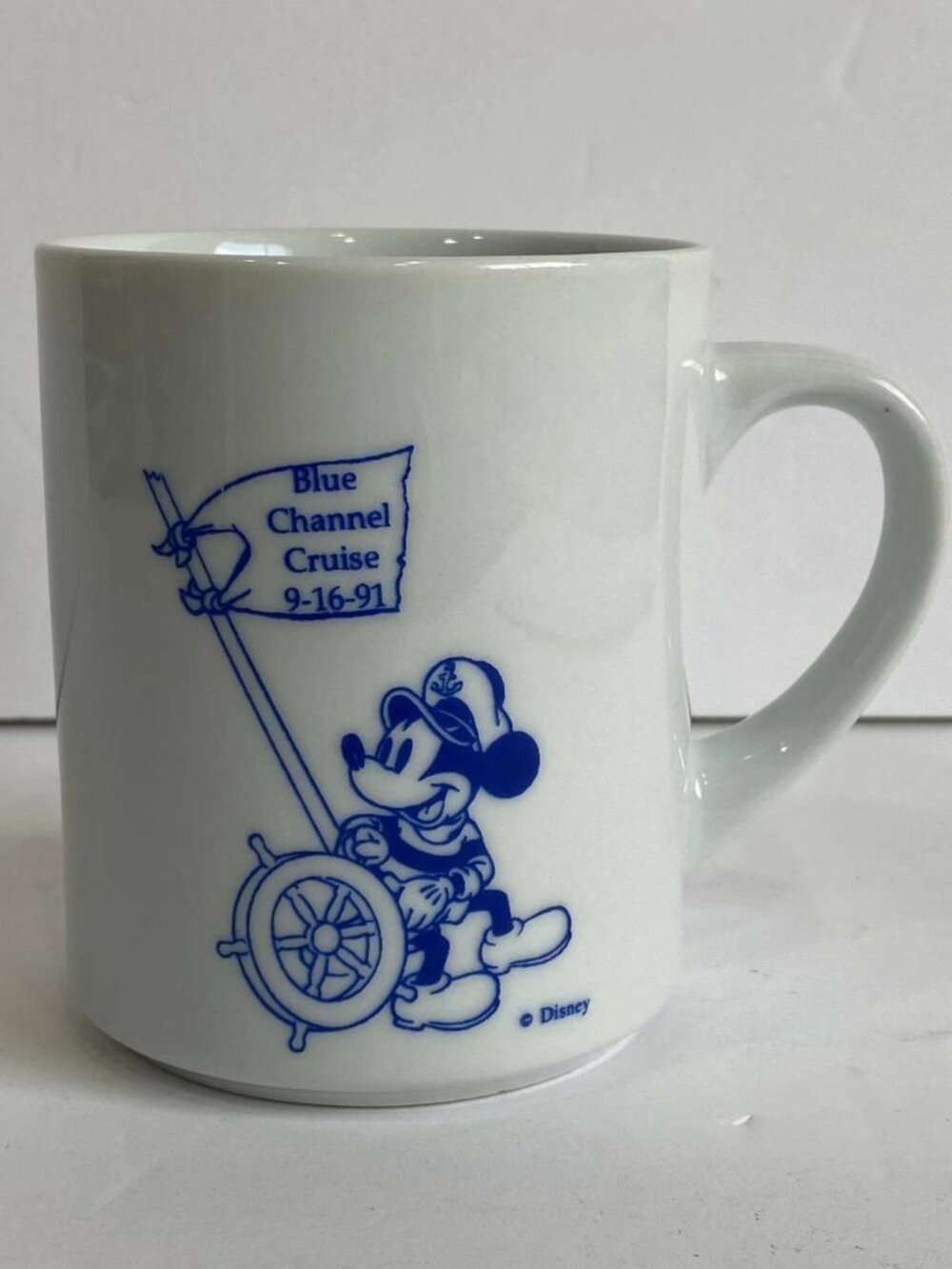 Disney Blue Channel Cruise Souvenir Mug 1991 (Pre Disney Cruise Line) Vintage